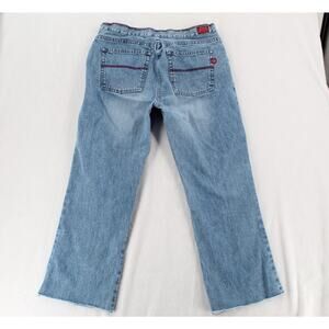 VTG Y2K Guess Straight Leg Jeans Size 32 Light Blue Fade Mid Rise Stretch